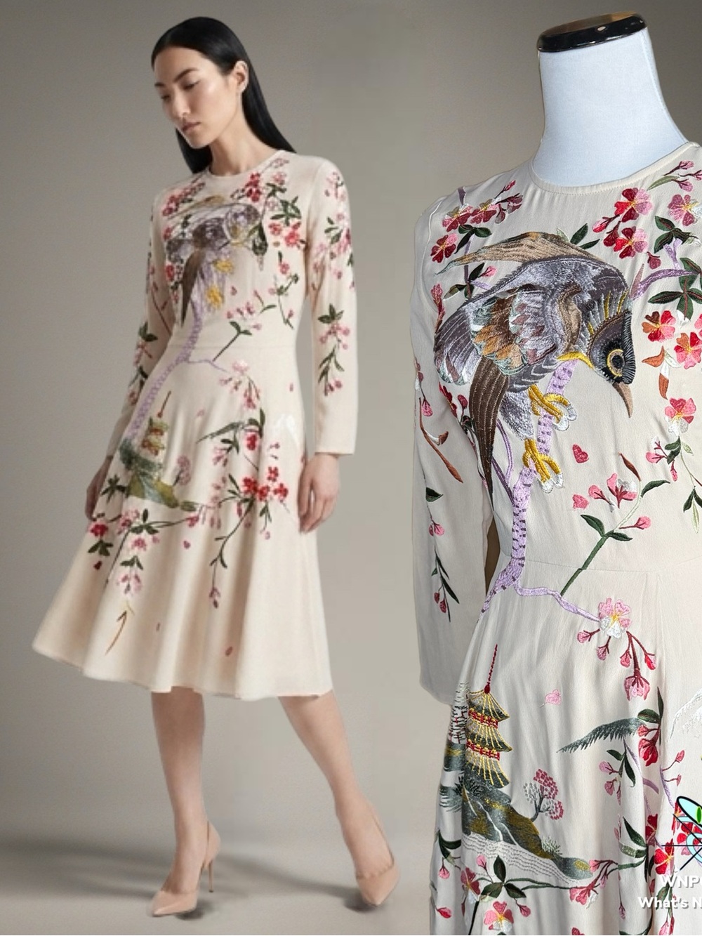 ASOS Asian Embroidered Motif Chiffon Dress